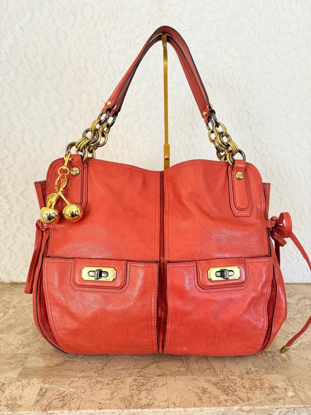 XL COACH Coral Chelsea flagship Leather tote Shoulder Bag 17786